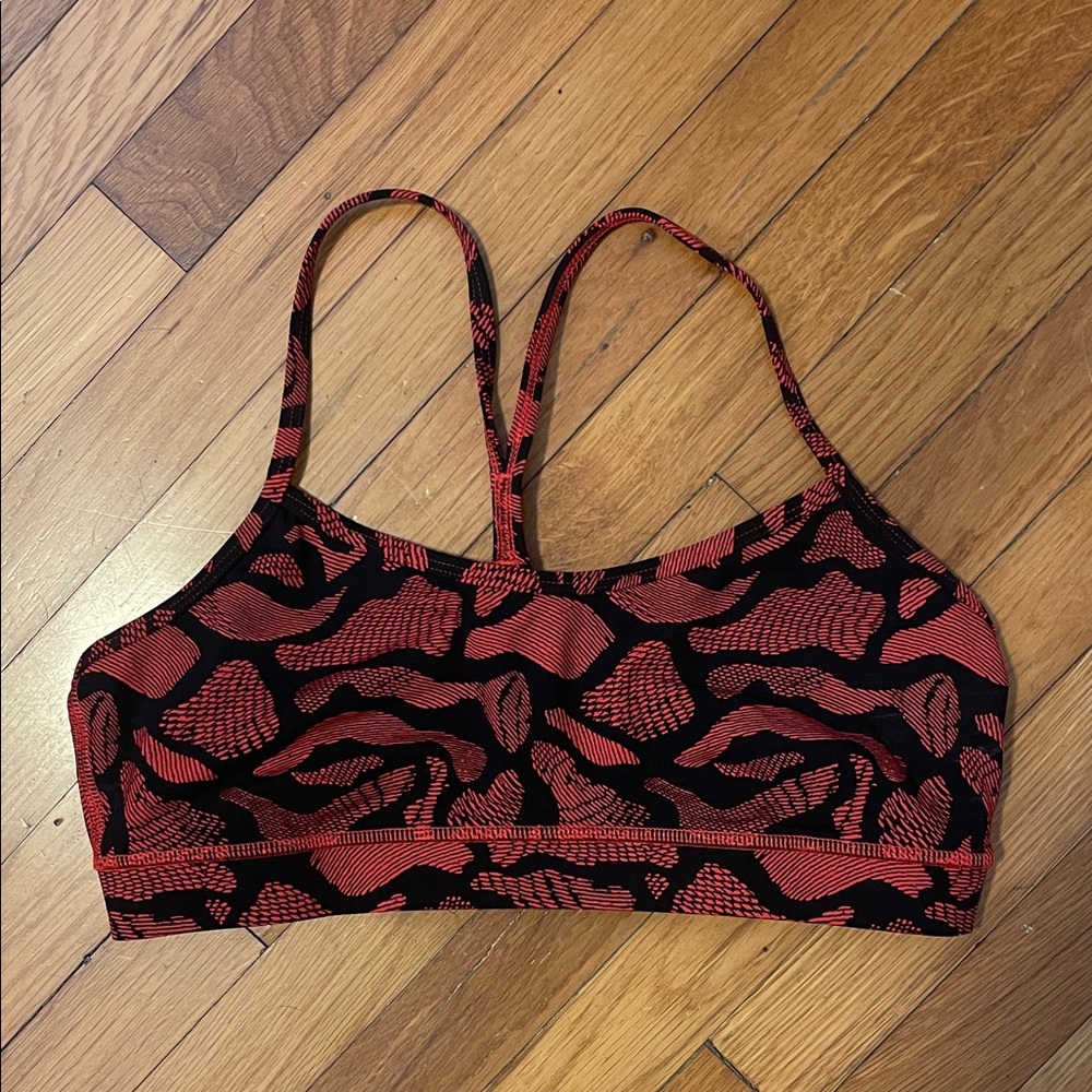 Lululemon Red and Black Patterned Sports Bra